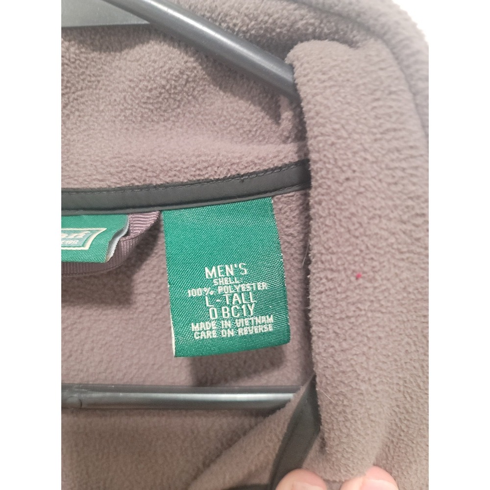 LL Bean Polartec Fleece Jacket Mens Large Tall Brown Full Zip Outdoor Pullover - Picture 2 of 10